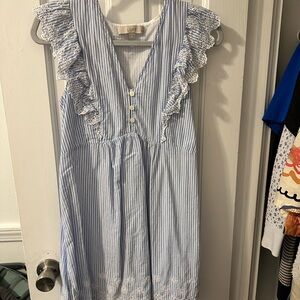 LOFT Blue and White Striped Dress